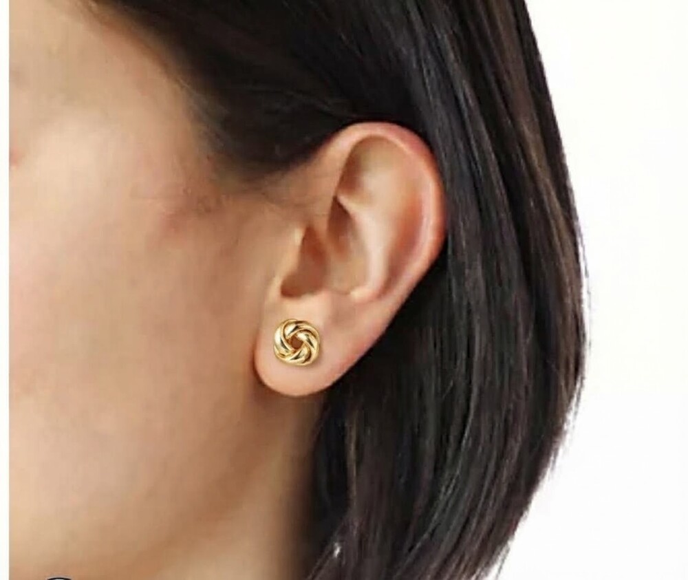 UltraFine 950 Silver 14k Gold Clad Knot Design Stud Earrings Pierced Ears